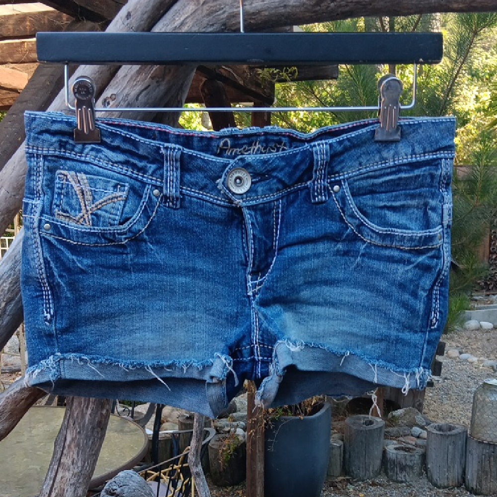 Amethyst Jeans Frayed Blue Jean Shorts